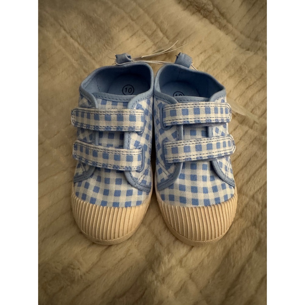 Cat & Jack Parker Toddler Blue Gingham Canvas Sneakers Size 10 NWT